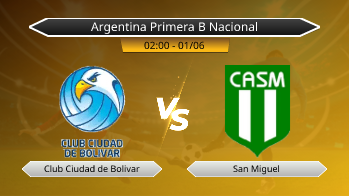 Argentina Primera B Nacional Club Ciudad de Bolivar VS San Miguel